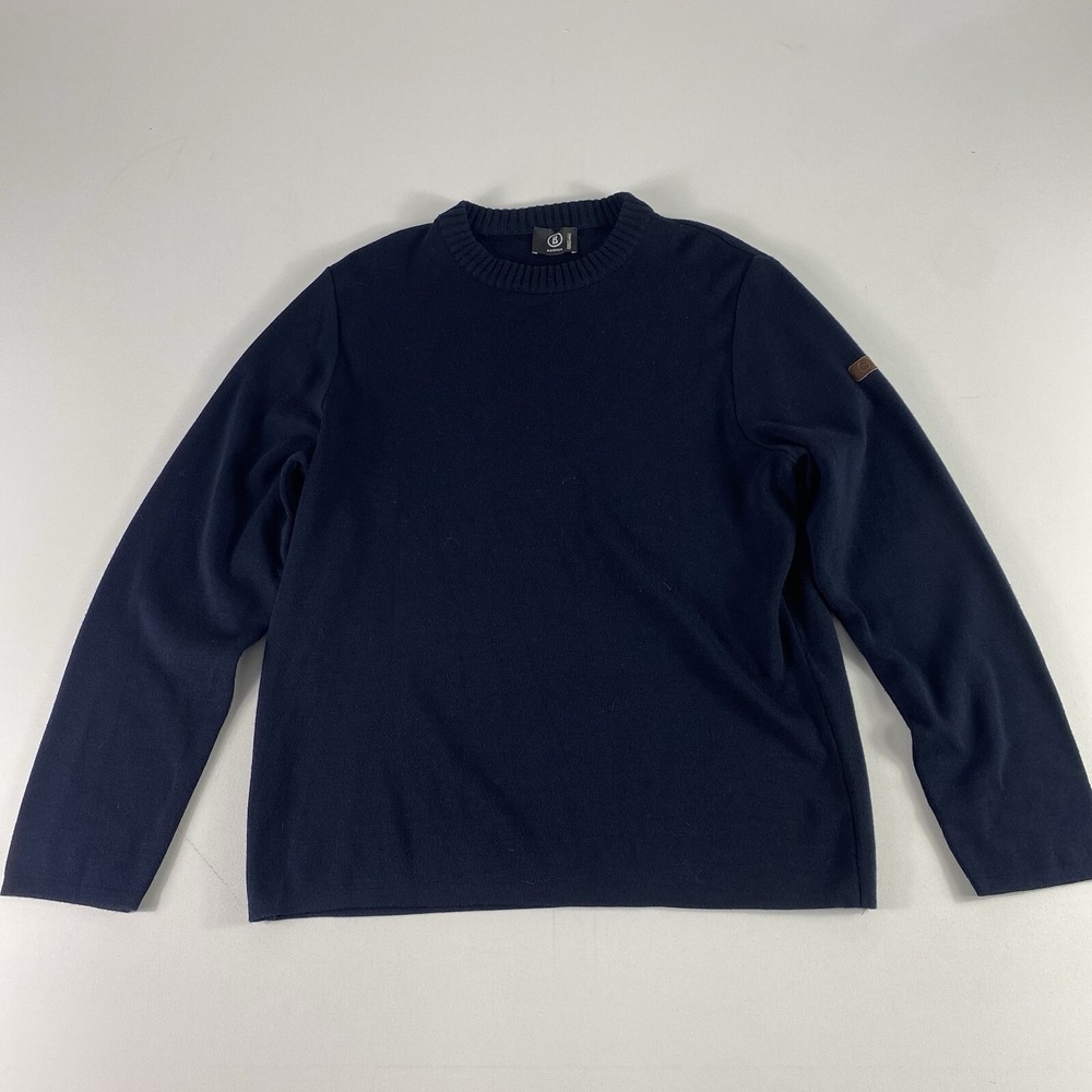 Vintage Bogner Sweater Nordic Mens Medium Blue Wool Blend Fair Isle Long Sleeve